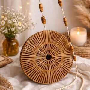 Chic Round Bamboo Handbag